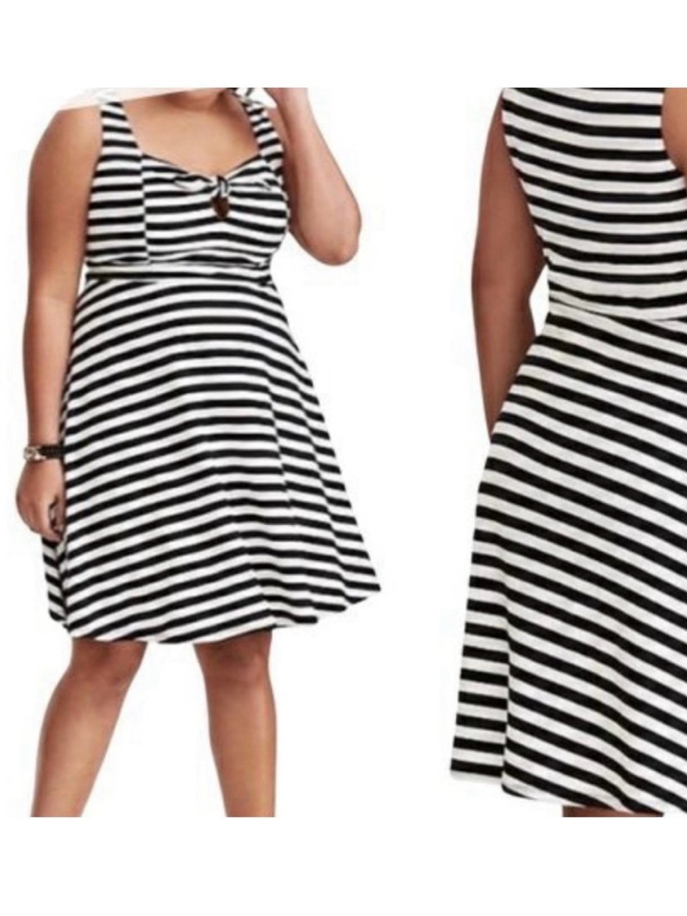 torrid Black and White Striped Fit-and-Flare Dress